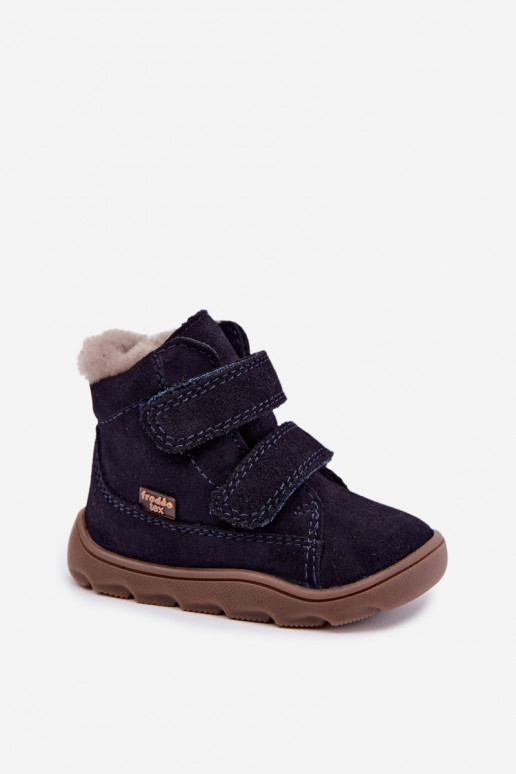 Stivali da neve in suede per bambini Barefoot Froddo G2110151 blu scuro