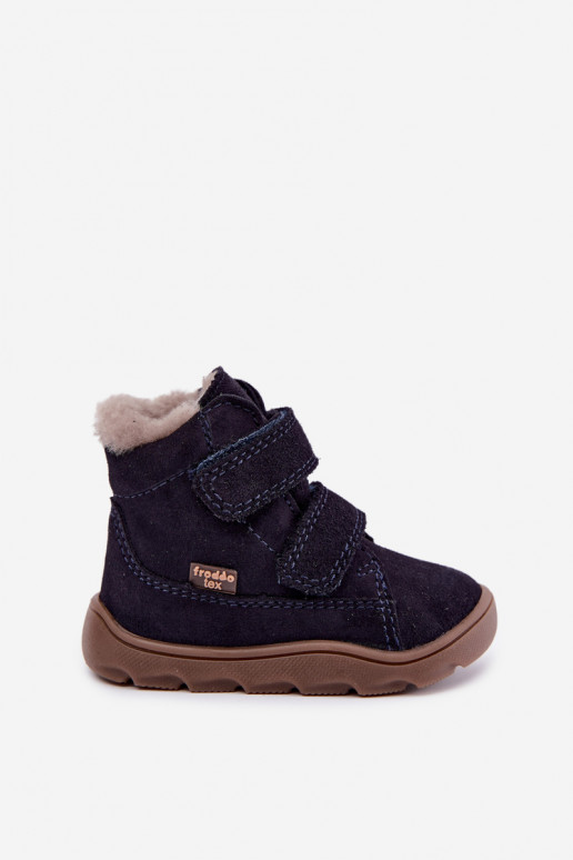 Stivali da neve in suede per bambini Barefoot Froddo G2110151 blu scuro