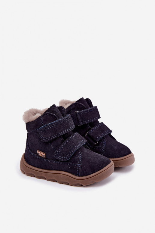 Stivali da neve in suede per bambini Barefoot Froddo G2110151 blu scuro
