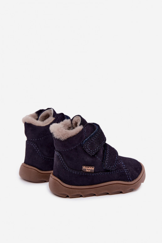 Stivali da neve in suede per bambini Barefoot Froddo G2110151 blu scuro