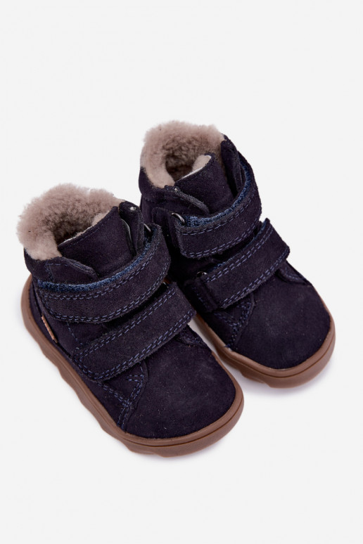 Stivali da neve in suede per bambini Barefoot Froddo G2110151 blu scuro