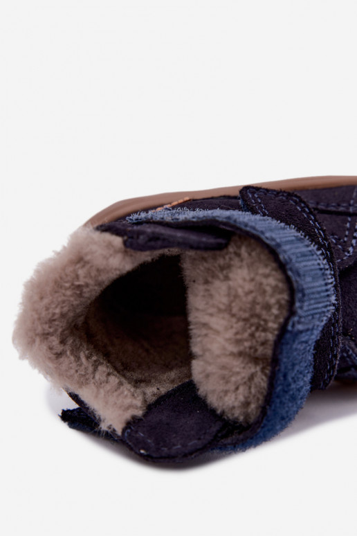 Stivali da neve in suede per bambini Barefoot Froddo G2110151 blu scuro