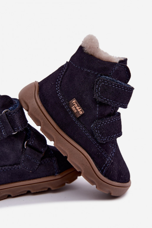 Stivali da neve in suede per bambini Barefoot Froddo G2110151 blu scuro