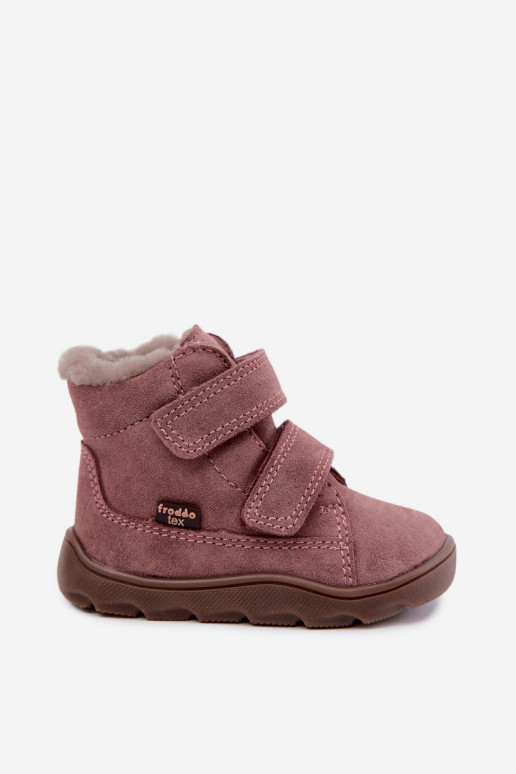 Stivali da neve in suede per bambini Barefoot Froddo G2110151 rosa