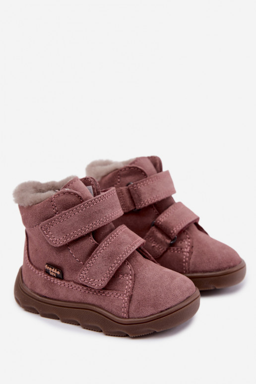 Stivali da neve in suede per bambini Barefoot Froddo G2110151 rosa