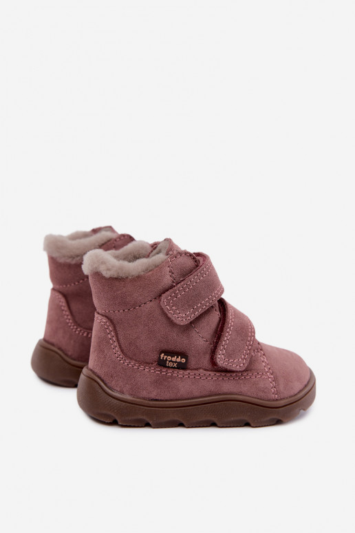 Stivali da neve in suede per bambini Barefoot Froddo G2110151 rosa