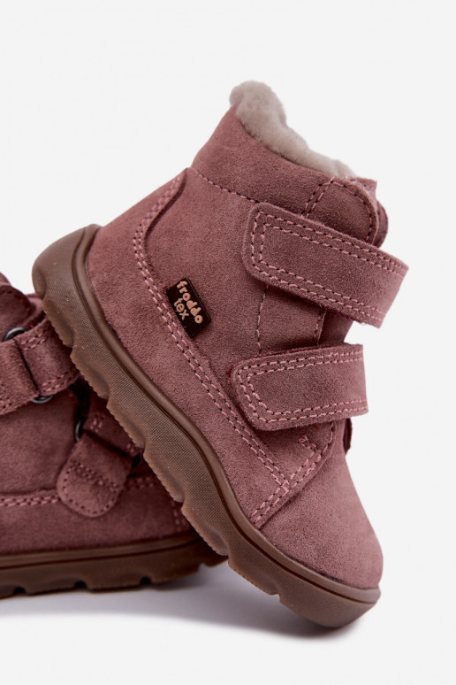 Stivali da neve in suede per bambini Barefoot Froddo G2110151 rosa