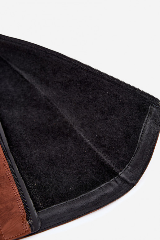Stivali in pelle da donna al ginocchio con tacco largo isolati Zazoo 70163 marrone