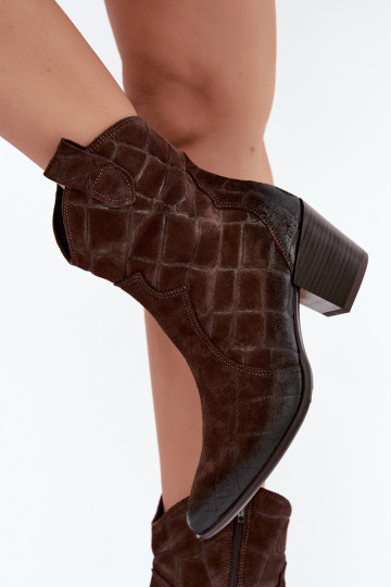 Stivali in suede stile cowboy con stampa Zazoo 1988 cioccolato