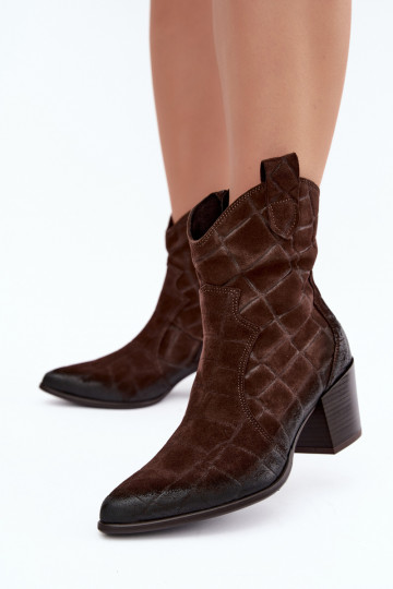 Stivali in suede stile cowboy con stampa Zazoo 1988 cioccolato 2