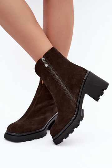 Scarpe isolate in ecopelle scamosciata con tacco T.Sokolski SH Z26-428 cioccolato 2
