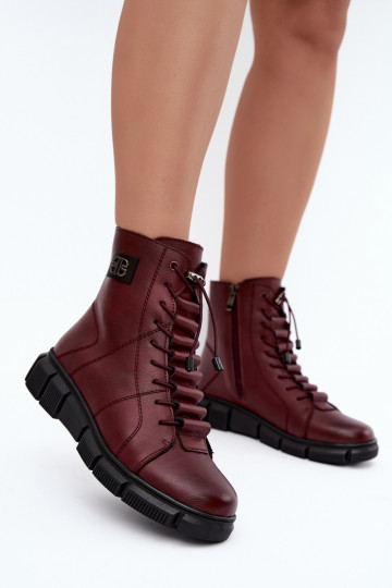 Stivaletti isolati da donna in ecopelle color bordeaux Savelia