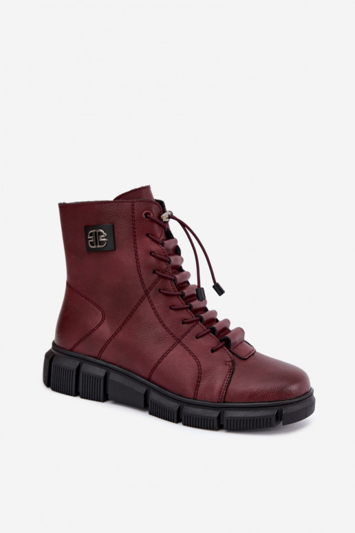 Stivaletti isolati da donna in ecopelle color bordeaux Savelia