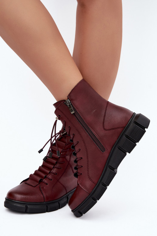 Stivaletti isolati da donna in ecopelle color bordeaux Savelia