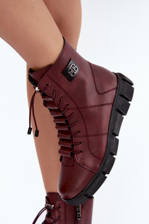 Stivaletti isolati da donna in ecopelle color bordeaux Savelia