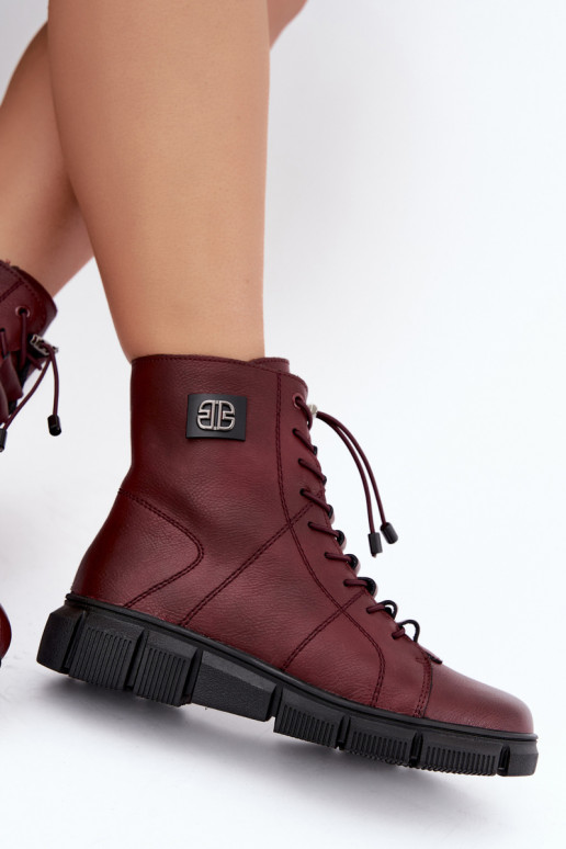 Stivaletti isolati da donna in ecopelle color bordeaux Savelia