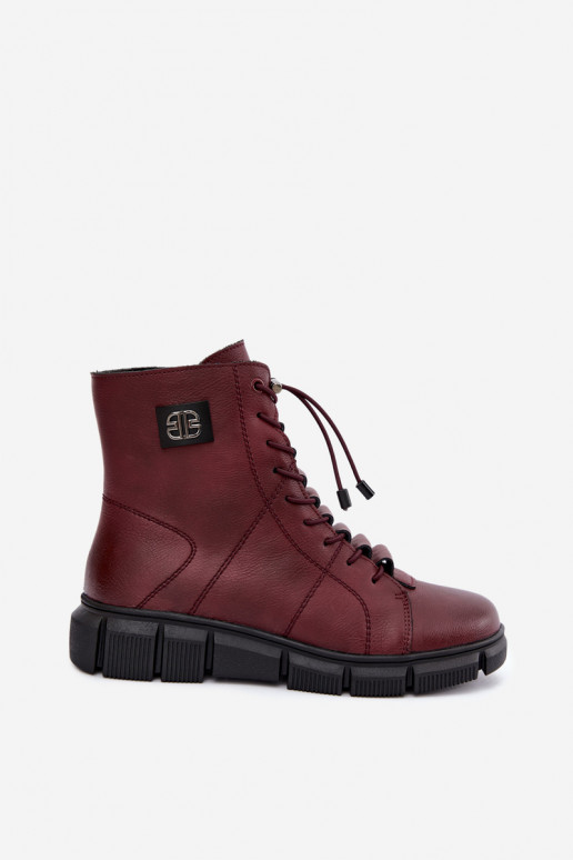 Stivaletti isolati da donna in ecopelle color bordeaux Savelia