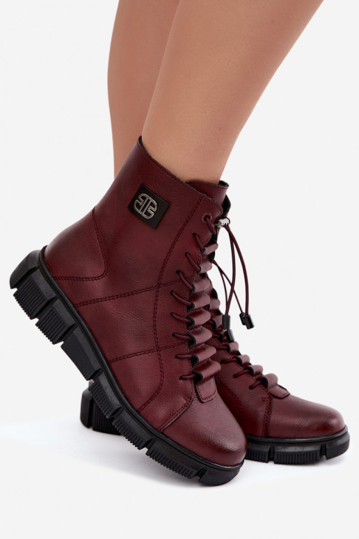 Stivaletti isolati da donna in ecopelle color bordeaux Savelia