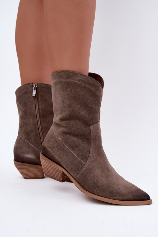 Stivali isolati in suede sintetico stile cowboy Zazoo 4311 color sabbia