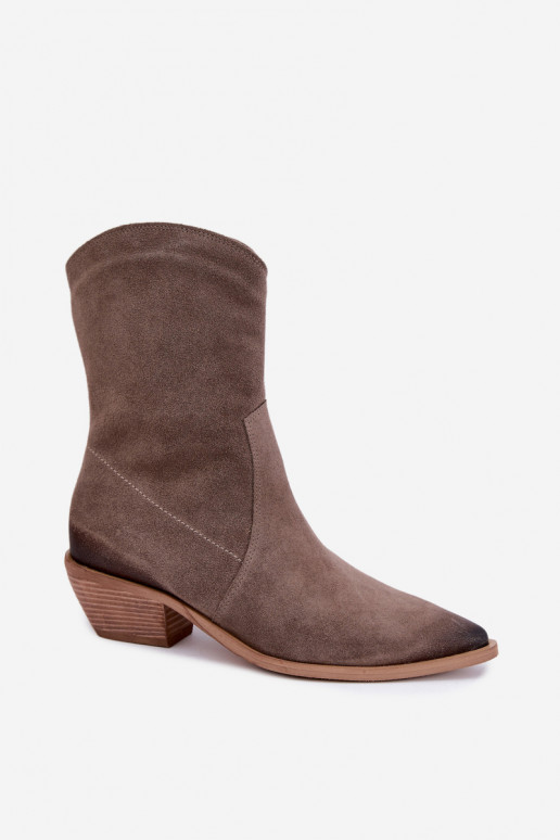 Stivali isolati in suede sintetico stile cowboy Zazoo 4311 color sabbia