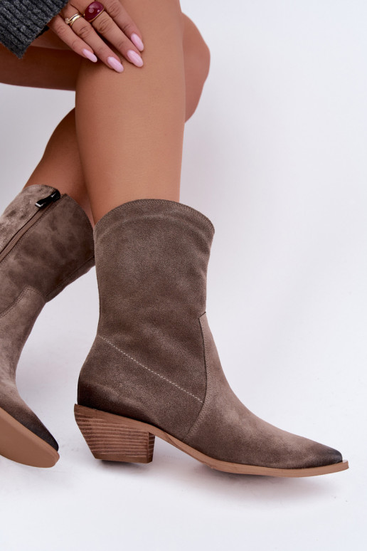 Stivali isolati in suede sintetico stile cowboy Zazoo 4311 color sabbia