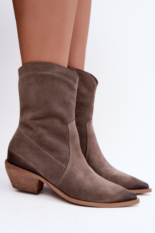 Stivali isolati in suede sintetico stile cowboy Zazoo 4311 color sabbia