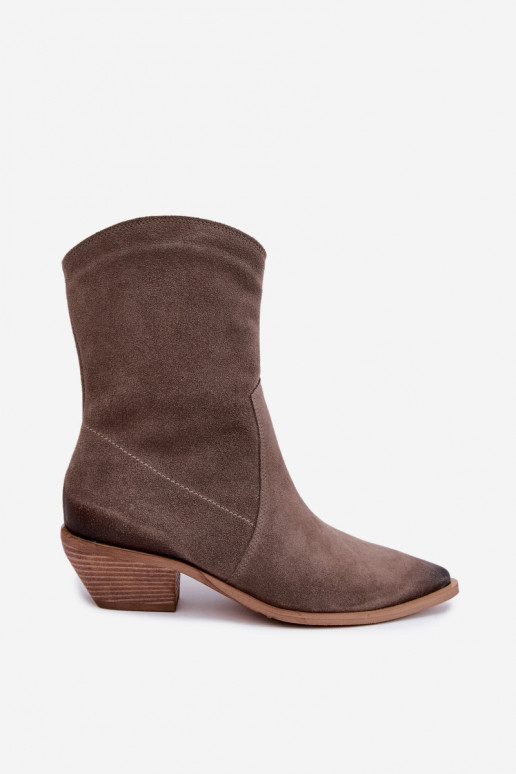 Stivali isolati in suede sintetico stile cowboy Zazoo 4311 color sabbia