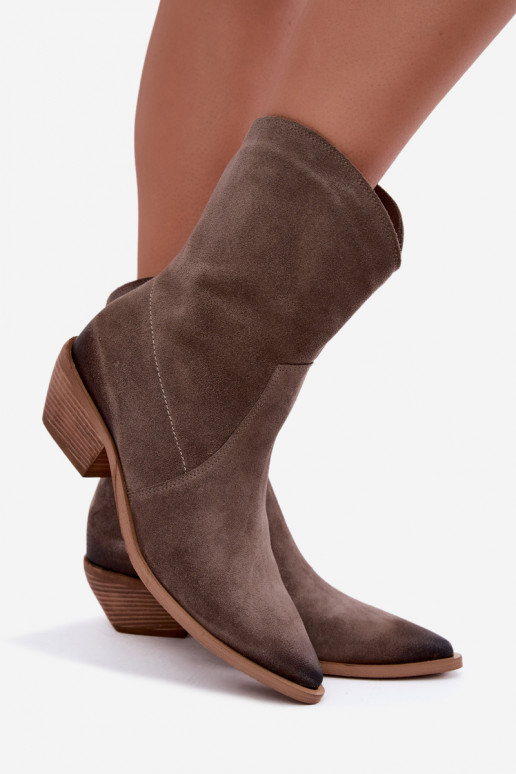 Stivali isolati in suede sintetico stile cowboy Zazoo 4311 color sabbia