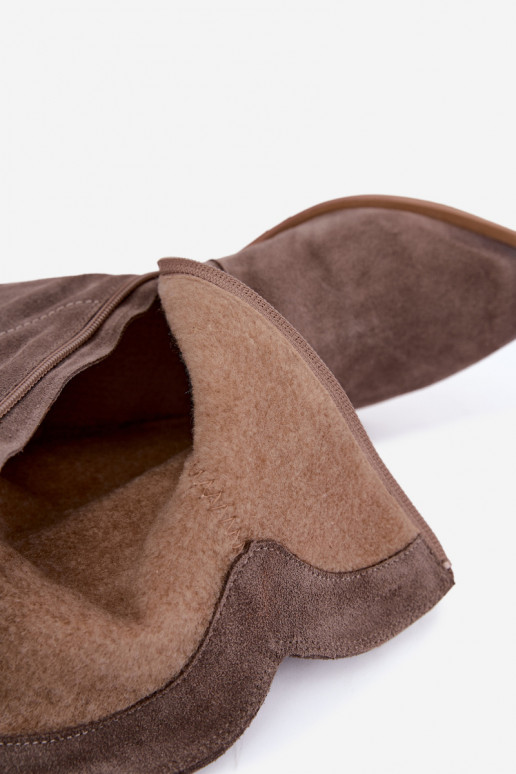 Stivali isolati in suede sintetico stile cowboy Zazoo 4311 color sabbia