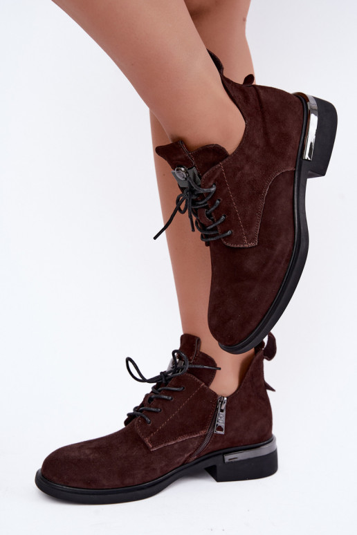 Stivaletti in suede sintetico Vinceza 89151 color cioccolato