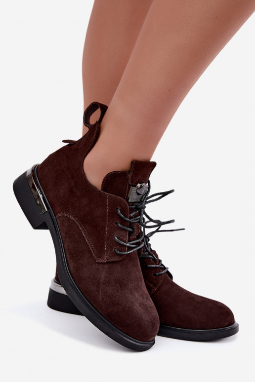 Stivaletti in suede sintetico Vinceza 89151 color cioccolato