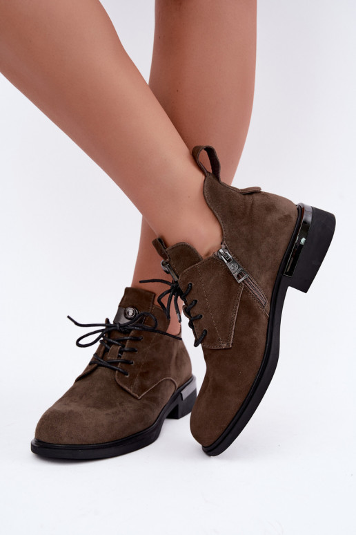 Stivaletti in suede sintetico Vinceza 89151 color khaki