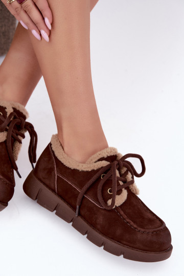 Stivali bassi in suede sintetico per la neve Vinceza 67022 color cioccolato