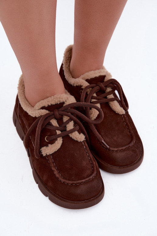 Stivali bassi in suede sintetico per la neve Vinceza 67022 color cioccolato