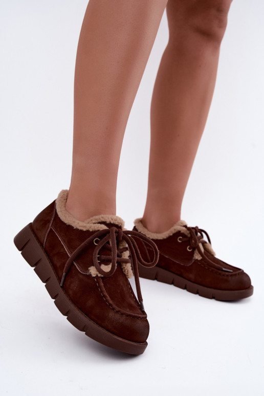 Stivali bassi in suede sintetico per la neve Vinceza 67022 color cioccolato