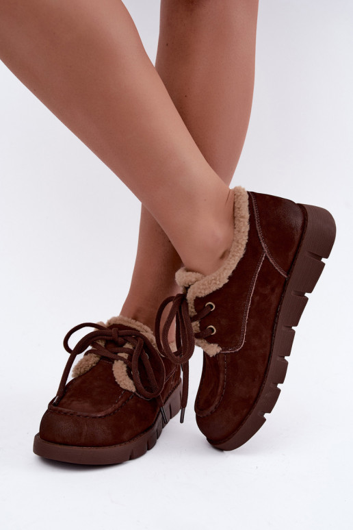Stivali bassi in suede sintetico per la neve Vinceza 67022 color cioccolato
