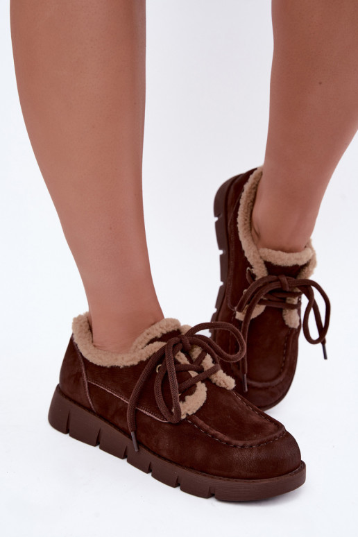 Stivali bassi in suede sintetico per la neve Vinceza 67022 color cioccolato