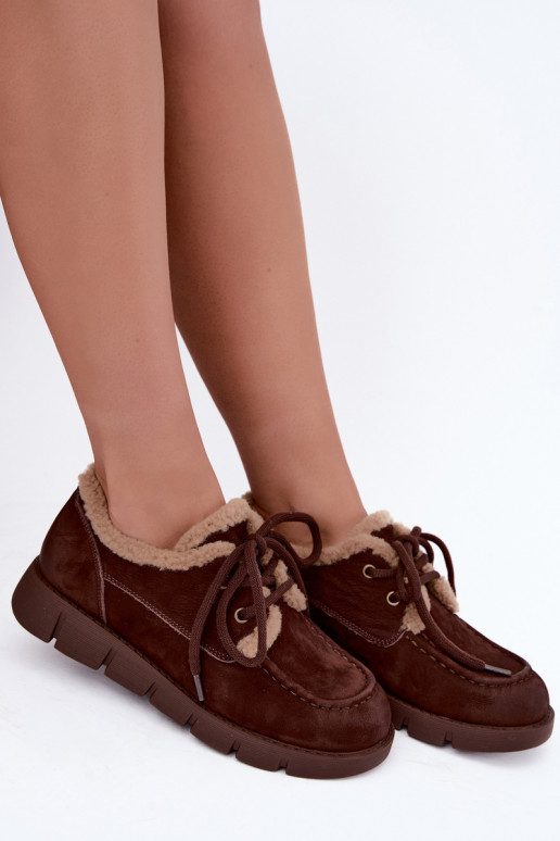 Stivali bassi in suede sintetico per la neve Vinceza 67022 color cioccolato