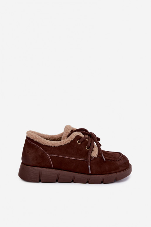 Stivali bassi in suede sintetico per la neve Vinceza 67022 color cioccolato