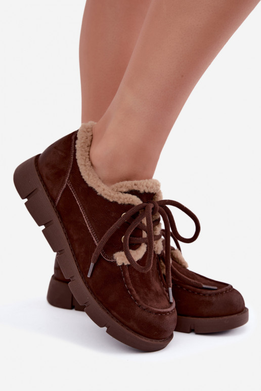 Stivali bassi in suede sintetico per la neve Vinceza 67022 color cioccolato