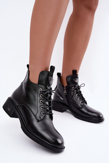 Stivaletti in pelle con ornamenti Vinceza 133145 color nero