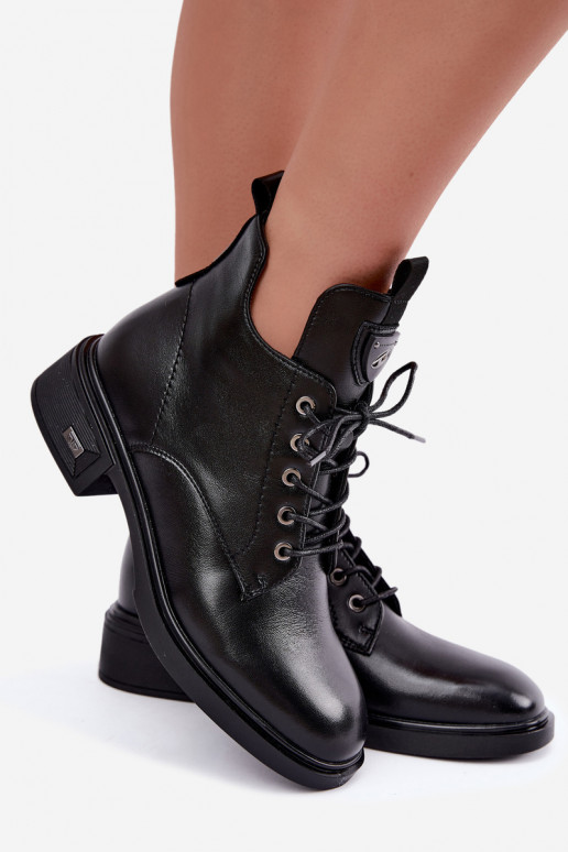 Stivaletti in pelle con ornamenti Vinceza 133145 color nero