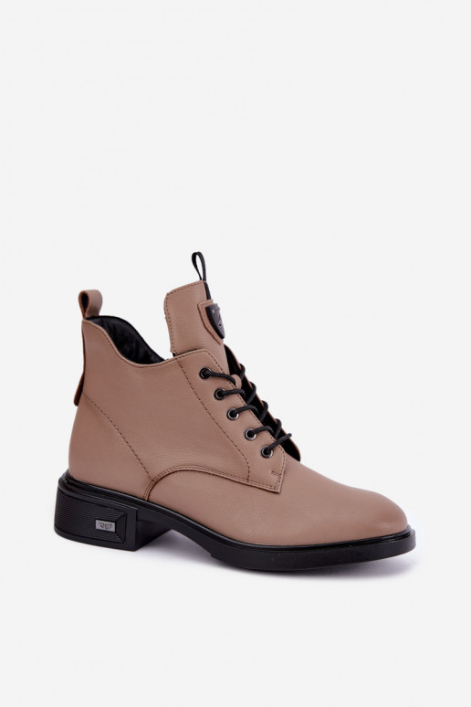 Stivaletti in pelle con ornamenti Vinceza 133145 color sabbia