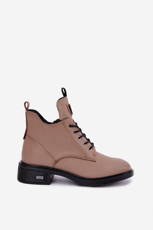 Stivaletti in pelle con ornamenti Vinceza 133145 color sabbia