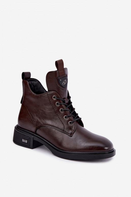 Stivaletti in pelle con ornamenti Vinceza 133145 color cioccolato
