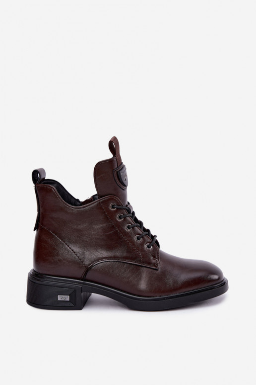 Stivaletti in pelle con ornamenti Vinceza 133145 color cioccolato