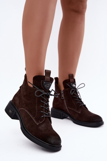 Stivali isolati in suede sintetico con ornamenti Vinceza Czekolado 2
