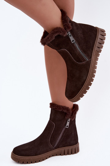 Stivali in suede sintetico con pelliccia Vinceza Czekolado