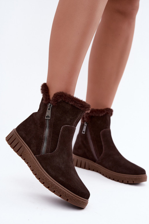 Stivali in suede sintetico con pelliccia Vinceza Czekolado