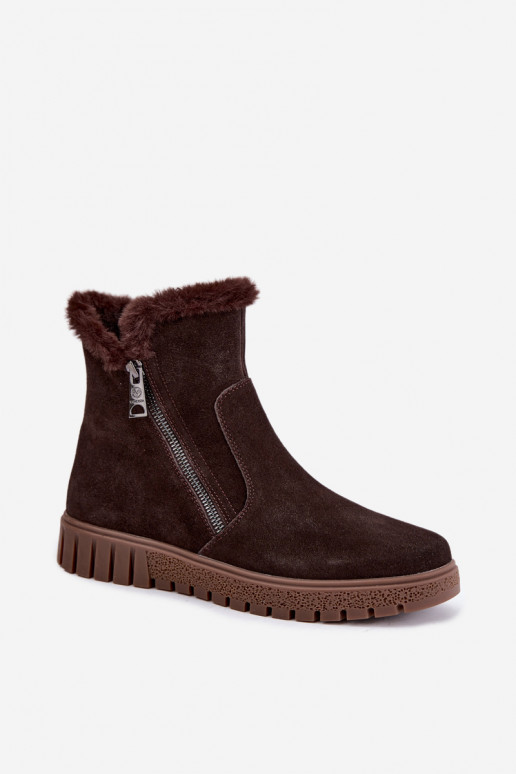 Stivali in suede sintetico con pelliccia Vinceza Czekolado